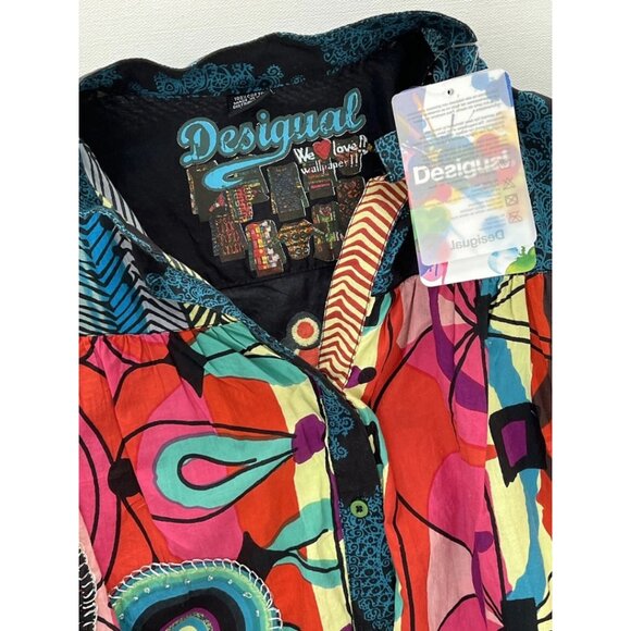 Desigual Long Sleeves Beaded Enma Pullover Multicolor Blouse Top - Picture 6 of 6